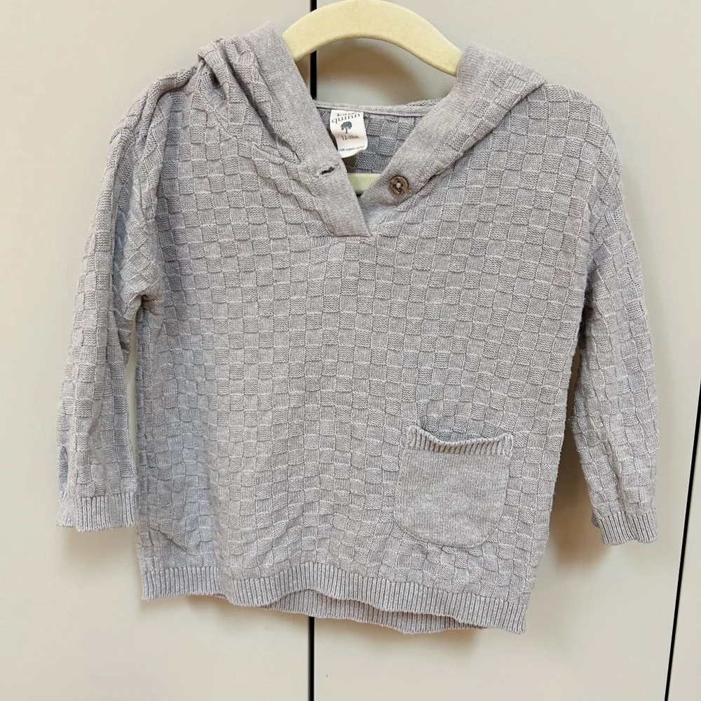 KATE QUINN bundle - navy zip up (6-12m), gray sweater (12-18m), onesie (12-18m)
